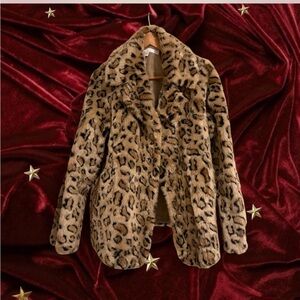faux fur leopard print coat